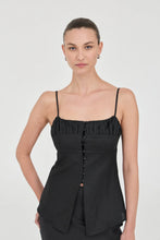 Friend Of Audrey 'Lydia Linen Singlet Top'- Black