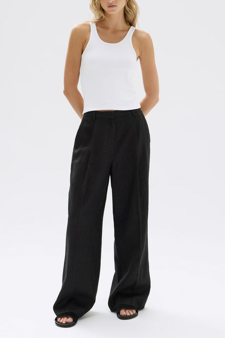 Assembly Label 'Aria Linen Pant' - Black