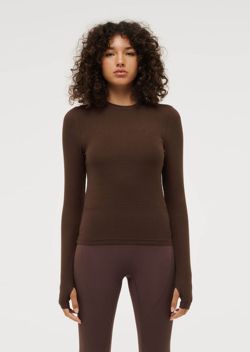 PE.Nation 'Free Play 2.0 LS Rib Tee' - Chestnut