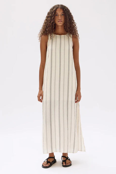 Assembly Label 'Milos Stripe Maxi Dress' - Cream / Black