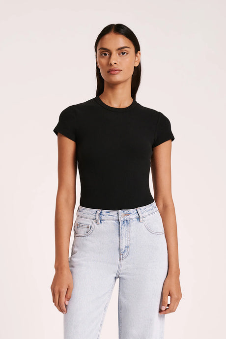 Nude Lucy 'Organic Rib SS Tee' - Black