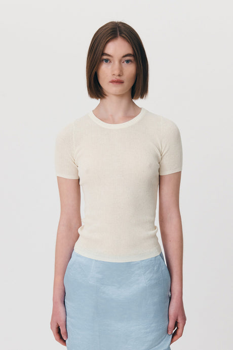 Rowie 'Rib Knit Tee' - Bone