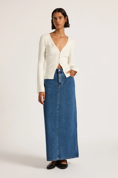 Nude Lucy 'Organic Denim Maxi Skirt' - Vintage Blue