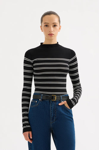 Nude Lucy 'Tabi Sheer Knit' - Black Stripe